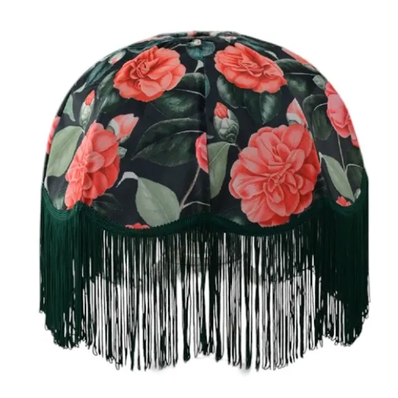 Romatic Rose Lampskärm med grön frans 35 cm