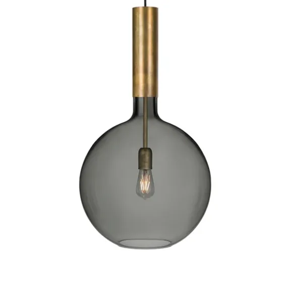 Rosdala XL taklampa, råmässing/rökfärgat glas 40cm