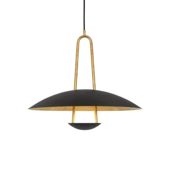 Satellit taklampa, mattsvart/råmässing 55cm