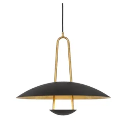 Satellit taklampa, svart/råmässing 40cm