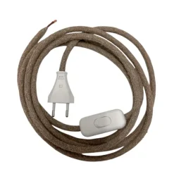 Sladdställ Textil 2,5m med brytare, Natur/Vit/Vit