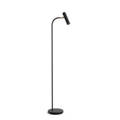 Slender golvlampa svart struktur/mässing