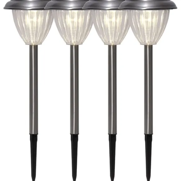 Solcells-pollare 4-p Palma, Silver
