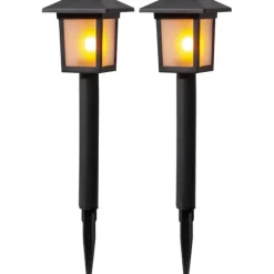 Solcellspollare 2-pack Flame Mini Svart 23cm