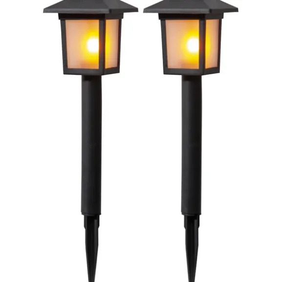 Solcellspollare 2-pack Flame Mini Svart 23cm