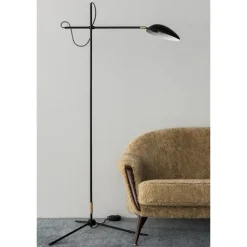 Spoon golvlampa, mattsvart/mässing 167cm