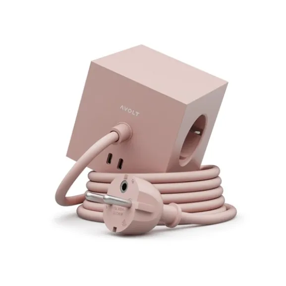 Square 1 USB-C/magnet grenuttag, Old Pink 1,8m