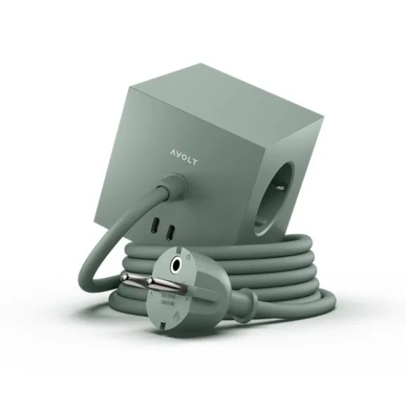 Square 1 USB-C/magnet grenuttag, Oak Green 1,8m
