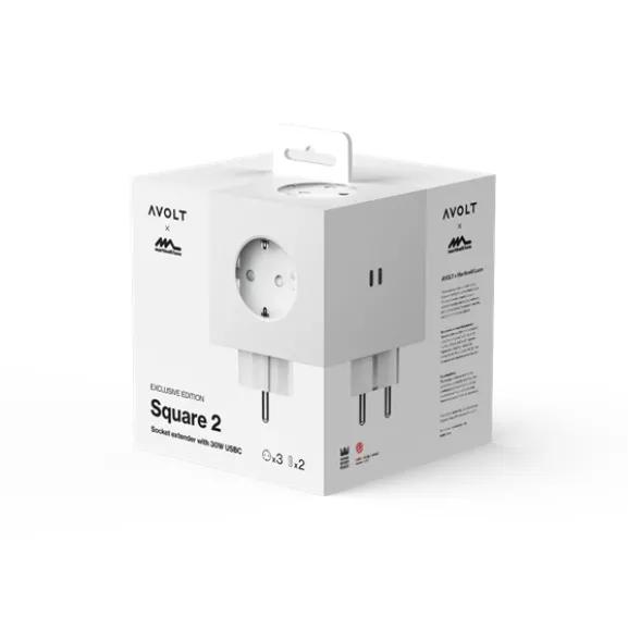 Square 2 USB/grenuttag, Opal White Martinelli Luce edition