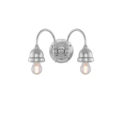 Stackelberg Vägglampa m. dragbrytare, förnicklad mässing/benvit