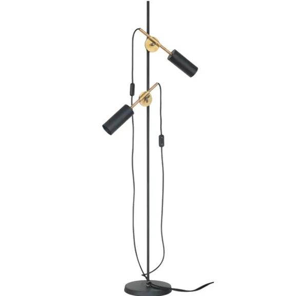 Stav 2 golvlampa, svart/råmässing 140cm