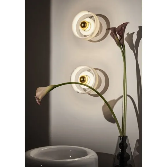 Stone vägglampa LED, vit marmor/mässing