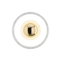 Stone vägglampa LED, vit marmor/mässing