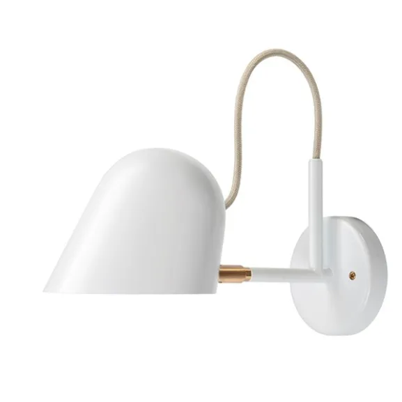 Streck vägglampa med kopplingshus, Vit/mässing