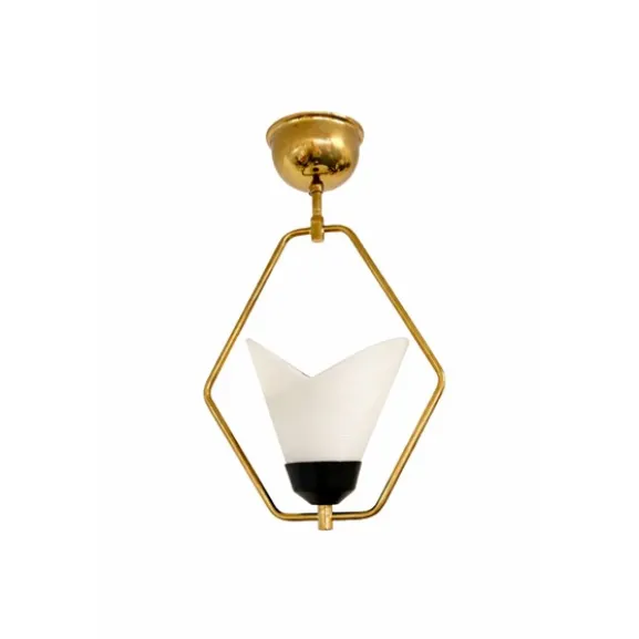 Taklampa Aurora, mässing & opal 36cm