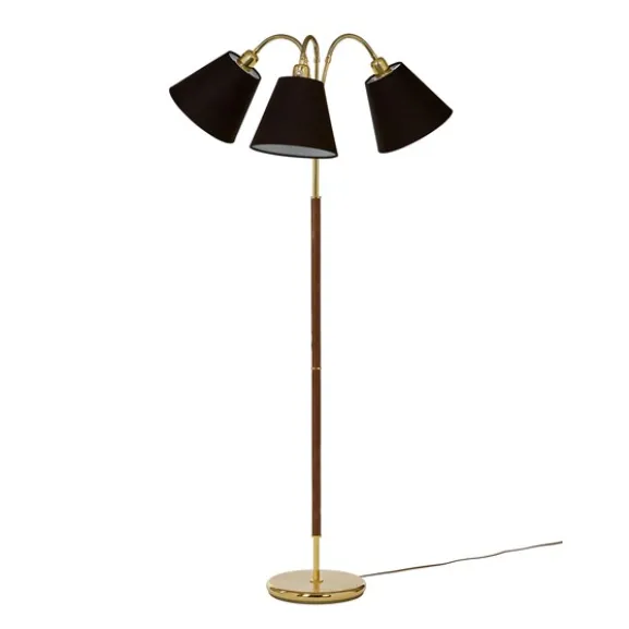 Tullgarn golvlampa trearmad, mässing/valnöt 145cm