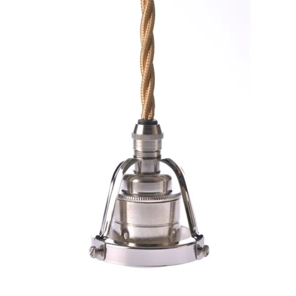 Upphäng 116 nickel/E27 nickel 2,5m guld tvinnad kabel