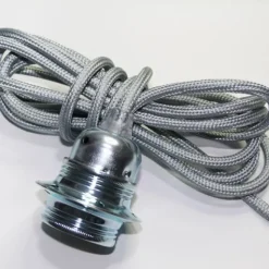 Upphäng E27 jordad, krom/silver 3m