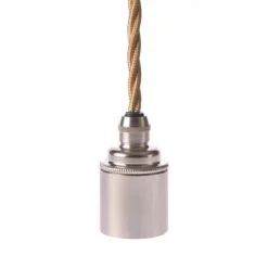 Upphäng E27 slät lamph. nickel 2,5m guld tvinnad kabel