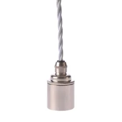 Upphäng E27 slät lamph. nickel 2,5m vit tvinnad kabel