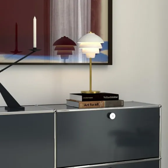 Valencia bordslampa flat vit/mässing