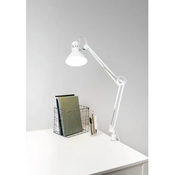 Venla bordslampa m. spännbart bordsfäste vit