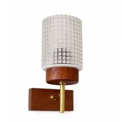Vägglampa teak/glas x2