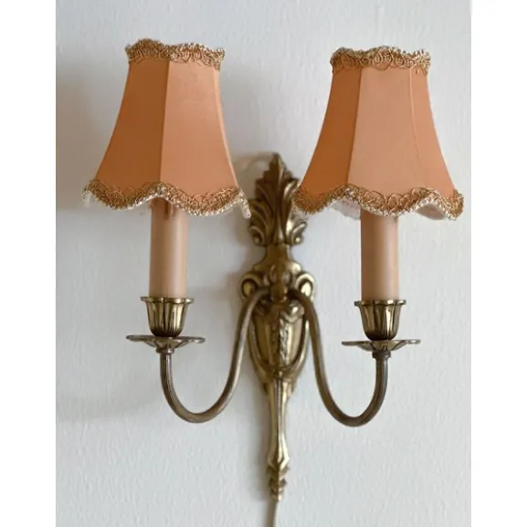 Vintage vägglampa 2-arm mässing
