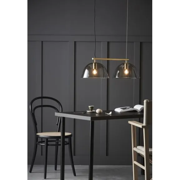 Wendo 70 taklampa, mässing/rökfärgad 70cm